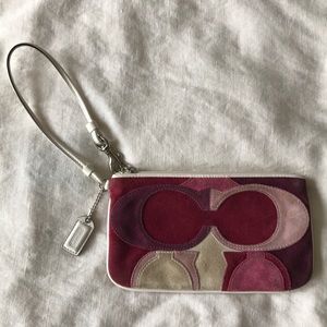 COACH Suede Pink & Purple Lettered Wristlet